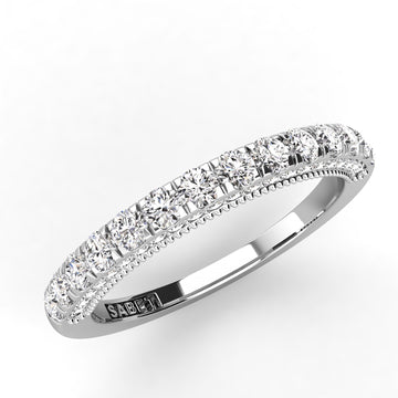 Pave Three Sided Diamond Wedding Band 0.45ct